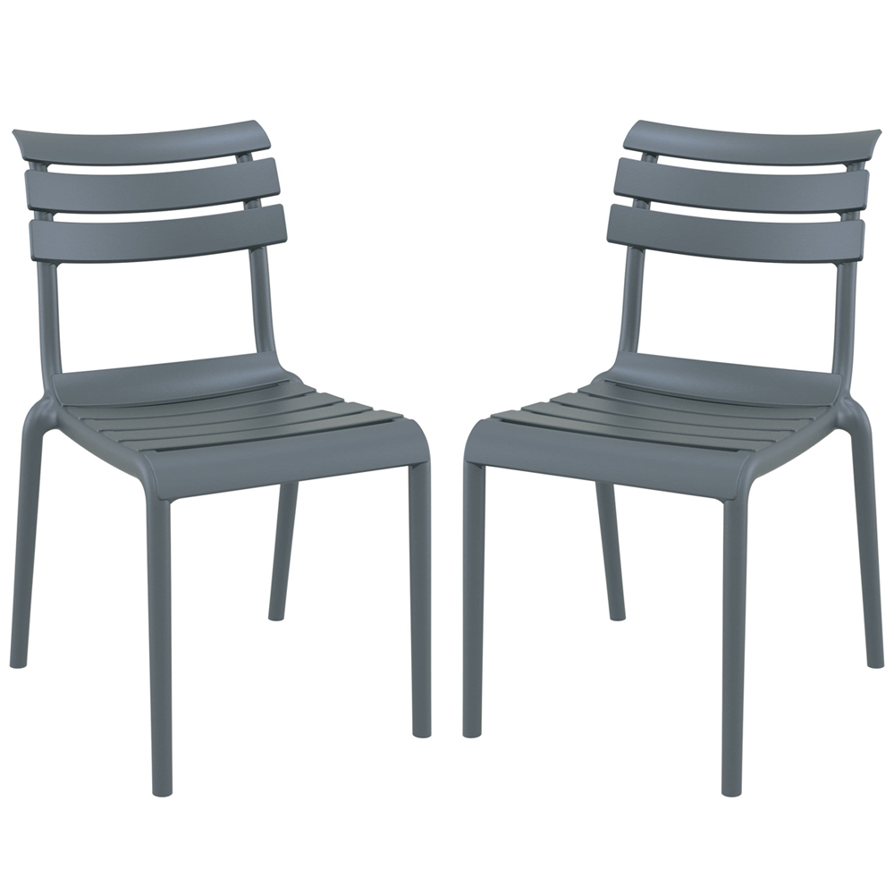 Haslet Dark Grey Polypropylene Outdoor Side Chairs In Pair