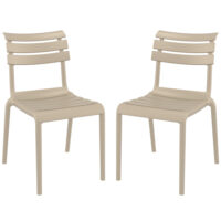 Haslet Taupe Polypropylene Outdoor Side Chairs In Pair