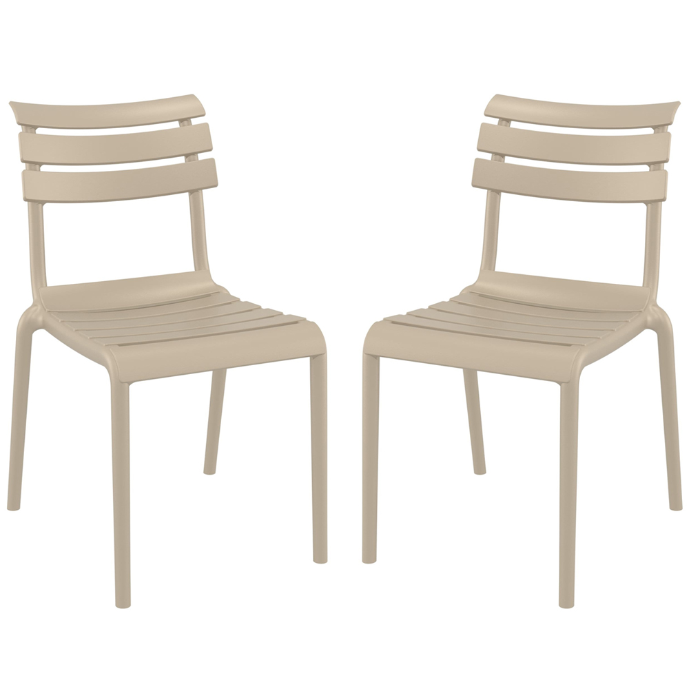 Haslet Taupe Polypropylene Outdoor Side Chairs In Pair