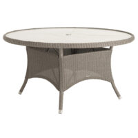 Haverhill Large Glass Top Round Dining Table In Grey Dusk