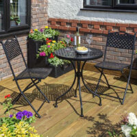 Hunstanton Metal Garden Bistro Set In Black