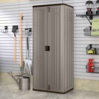 Imperial Reinforced Resin Garden Tall Storage Cabinet in Light Brown