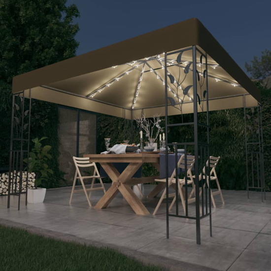 Jack 3m x 3m Gazebo In Taupe With LED Lights