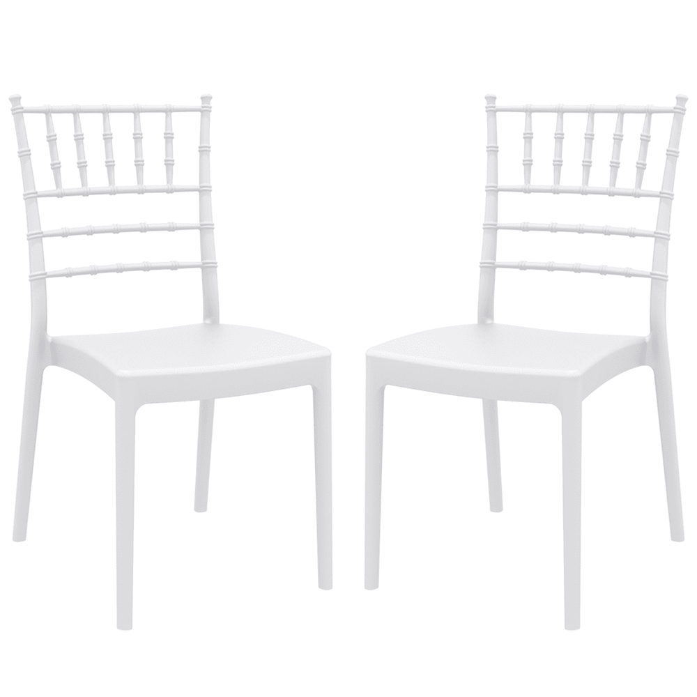 Jonesboro White Polypropylene Stacking Side Chairs In Pair