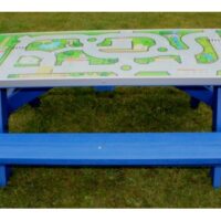 Children's Olympic Recycled Plastic Pub Picnic Table Including Gameboard Top