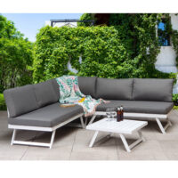 Knoxville Garden Corner Seating Set With White Frame In Grey