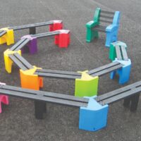 Outdoor Classroom Learning Curve Bench Seating with Teachers Chair