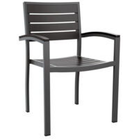 Lazzaretto Aluminium Outdoor Armchair With Grey Frame In Black