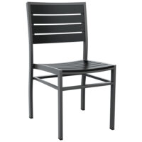 Lazzaretto Aluminium Outdoor Sidechair With Grey Frame In Black