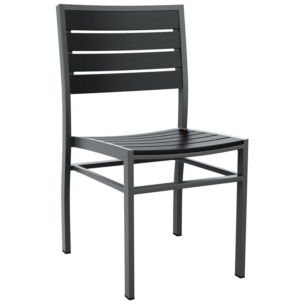 Lazzaretto Aluminium Outdoor Sidechair With Grey Frame In Black
