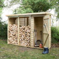8'11 x 2'10 Forest Pent Large Overlap Logstore with Tool Storage (2.7m x 0.9m)