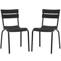 Magnolia Black Outdoor Aluminium Side Chairs In Pair
