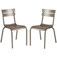 Magnolia Grey Outdoor Aluminium Side Chairs In Pair