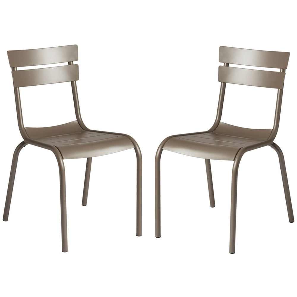 Magnolia Grey Outdoor Aluminium Side Chairs In Pair