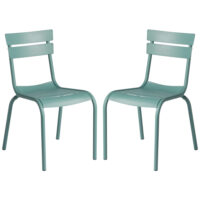 Magnolia Light Outdoor Blue Aluminium Side Chairs In Pair