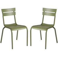 Magnolia Olive Green Outdoor Aluminium Side Chairs In Pair