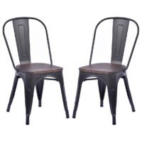 Maire Gun Grey Metal Bar Chairs In Pair
