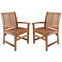 Marfa Garden Natural Wooden Armchairs In Pair