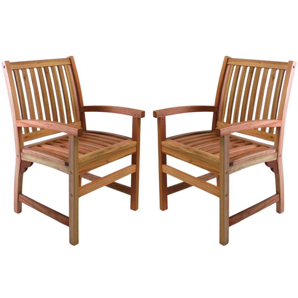 Marfa Garden Natural Wooden Armchairs In Pair