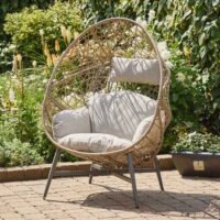 Marfa Rattan Garden Cocoon Chair in Sand