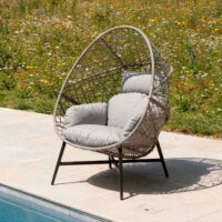 Marfa Rattan Garden Cocoon Chair in Stone