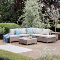 Marfa Rattan Garden Sofa Set With Coffee Table In Sand