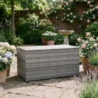 Marfa Rattan Garden Storage Box in Stone