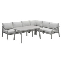 Marietta Aluminium Corner Garden Lounge Dining Set In Taupe