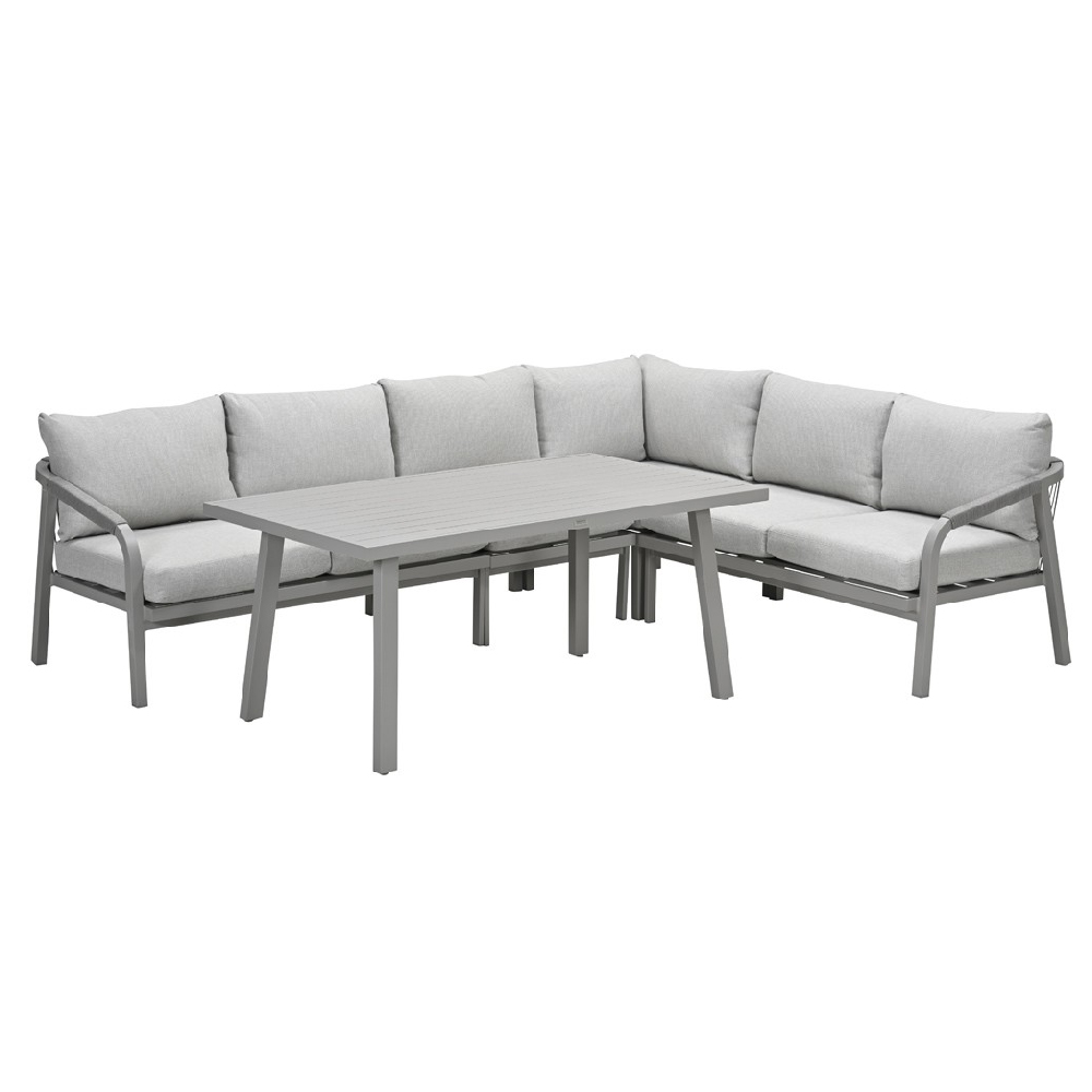 Marietta Aluminium Corner Garden Lounge Dining Set In Taupe