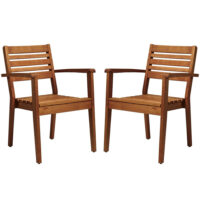 Marietta Natural Outdoor Wooden Armchairs In Pair
