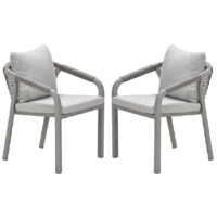 Marietta Taupe Aluminium Dining Chairs With Cushion In Pair