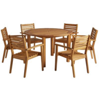 Marietta Wooden Dining Table With 6 Chairs In Natural