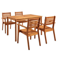 Marietta Wooden Rectangular Dining Table With 4 Chairs In Natural