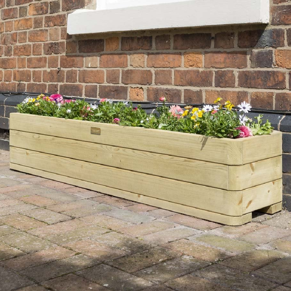 Marsden Wooden Garden Patio Planter In Natural