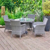 Meltan Rattan Garden 4 Seater Dining Set in Stone