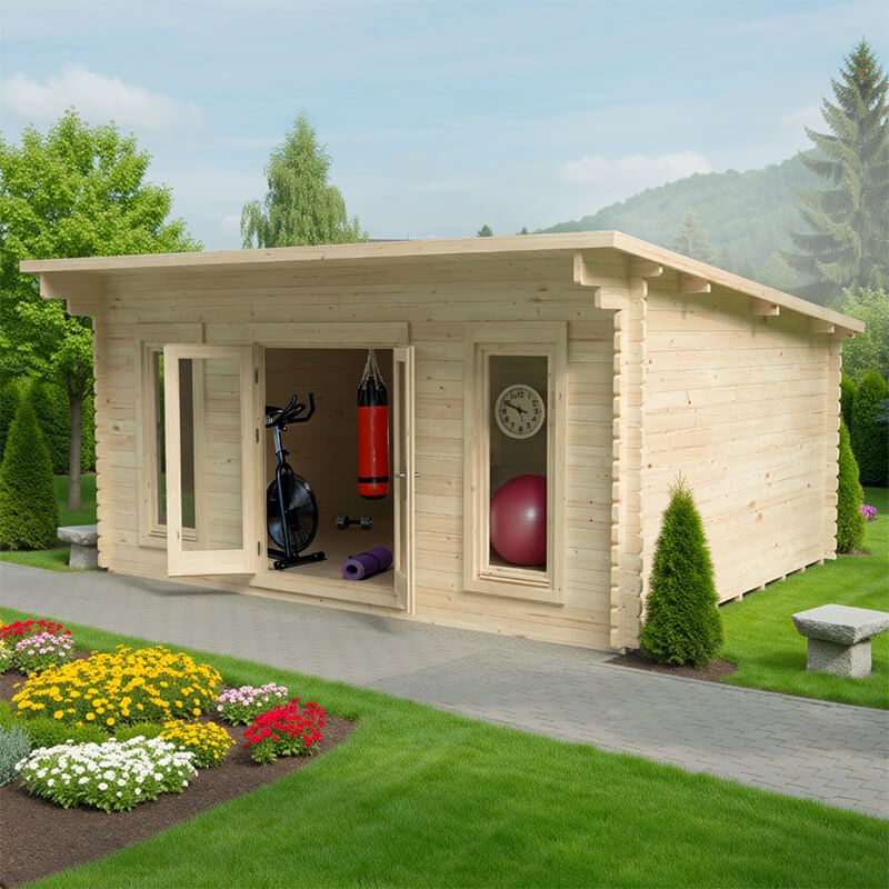 Forest Mendip 5m x 4m Log Cabin Garden Office (45mm)
