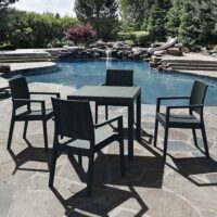 Mili Outdoor Polypropylene Dining Table With 4 Armchairs in Anthracite