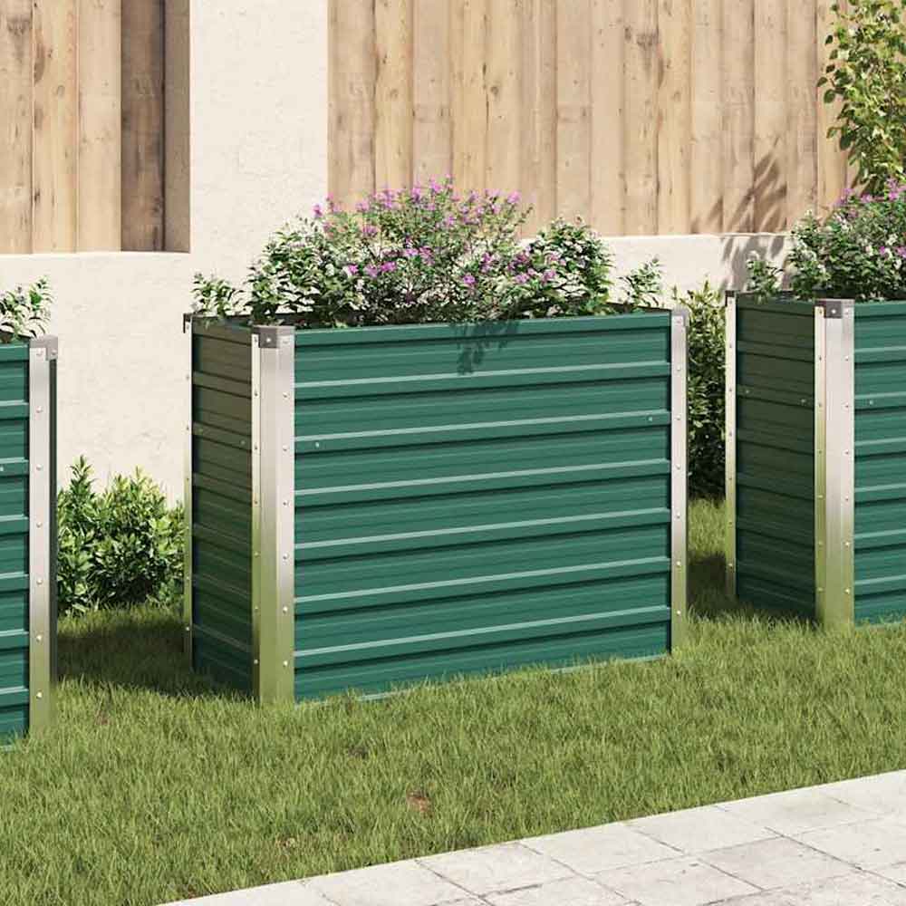 Modenza 100 x 40 x 77cm Garden Galvanised Steel Planter in Green