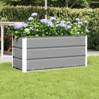 Modenza 100 x 45cm Garden Steel Planter In Light Grey