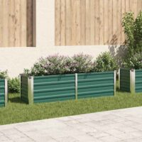 Modenza 160 x 40 x 45cm Garden Galvanised Steel Planter in Green