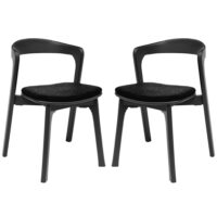 Natchez Black Wooden Stacking Side Chairs With Fabric Seat In Pair