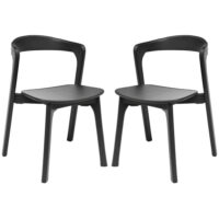 Natchez Black Outdoor Wooden Stacking Side Chairs In Pair