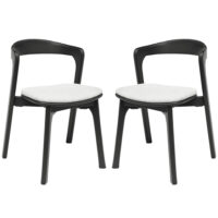 Natchez Black Wooden Stacking Side Chairs With White Seat In Pair