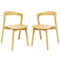 Natchez Natural Oak Outdoor Wooden Stacking Side Chairs In Pair