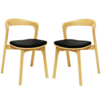 Natchez Natural Wooden Stacking Side Chairs With Black Seat In Pair