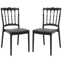Nepean Black Outdoor Polypropylene Stacking Side Chairs In Pair