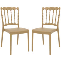 Nepean Gold Outdoor Polypropylene Stacking Side Chairs In Pair