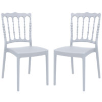 Nepean Silver Grey Outdoor Polypropylene Stacking Side Chairs In Pair