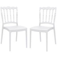 Nepean White Outdoor Polypropylene Stacking Side Chairs In Pair