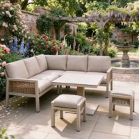 Orbit Aluminium Outdoor Compact Dining Set with Adjustable Table in Beige
